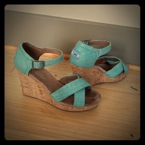 Teal Toms Wedges
